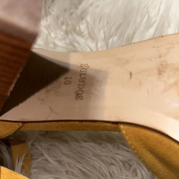 Soludos Collette Leather Ankle Strap Suede Heels in Marigold Women’s Size 10 - Picture 9 of 11